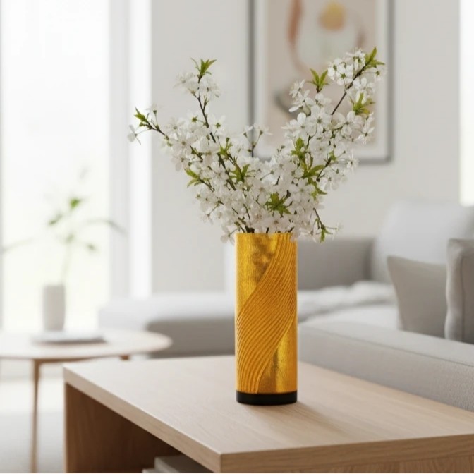 گلدان پرینت سه بعدی استوانه ای طرح پیچی